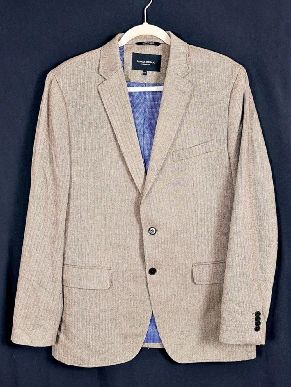 Banana Republic Tailored Fit Brown Size 42R Like New Herringbone Soft Cotton Lux